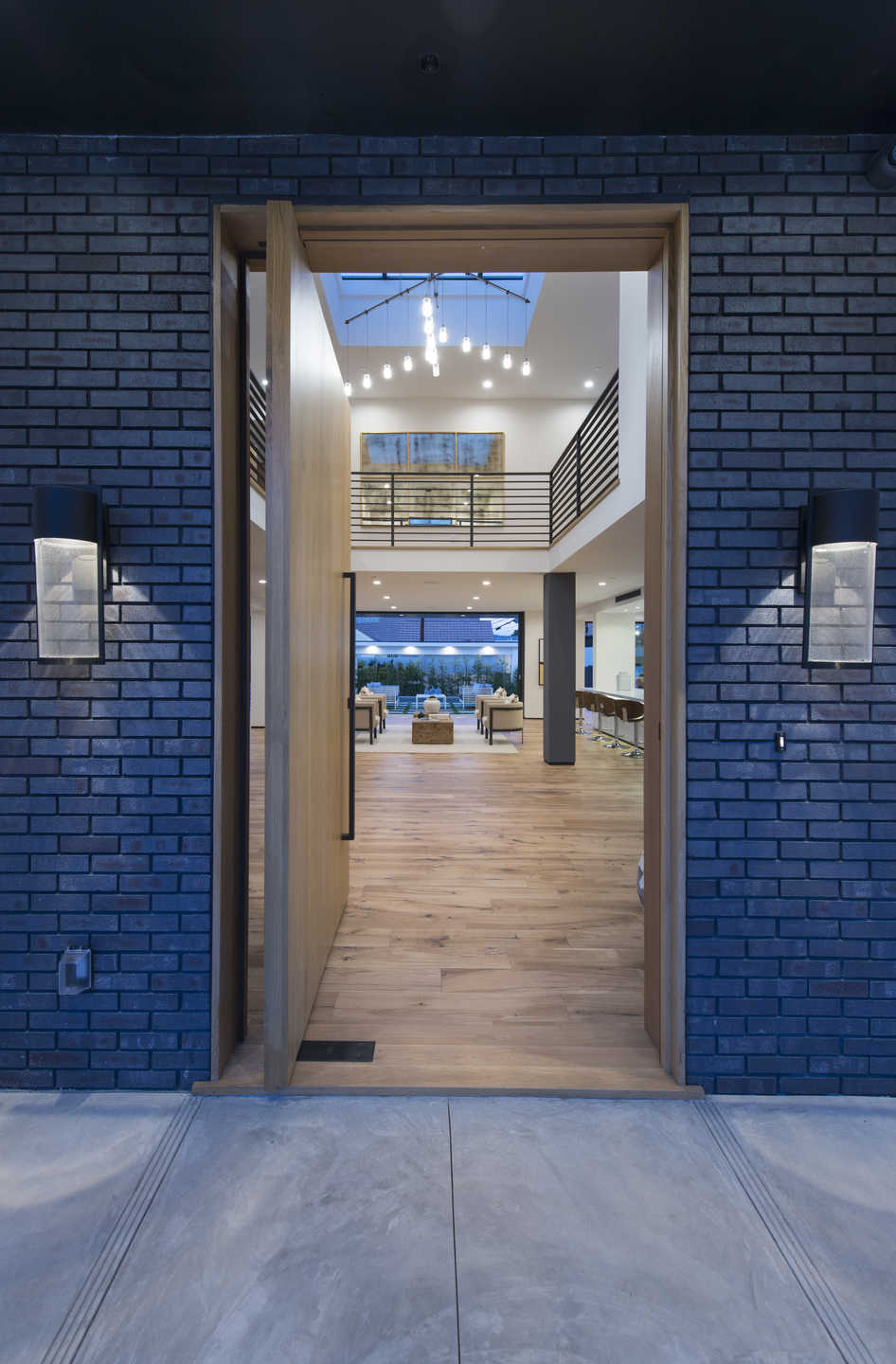 View through the front door into the double-height great room