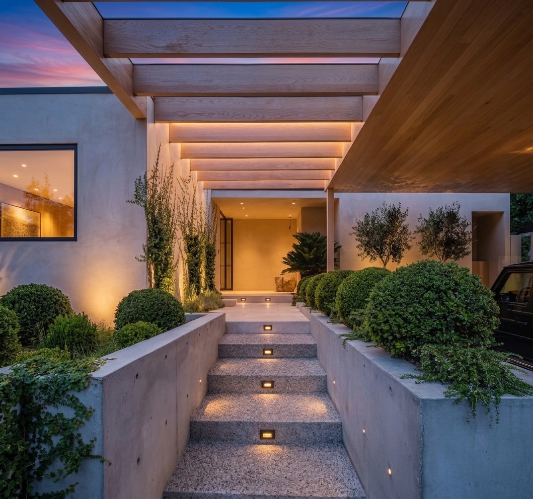 Entry walkway approach to main residence