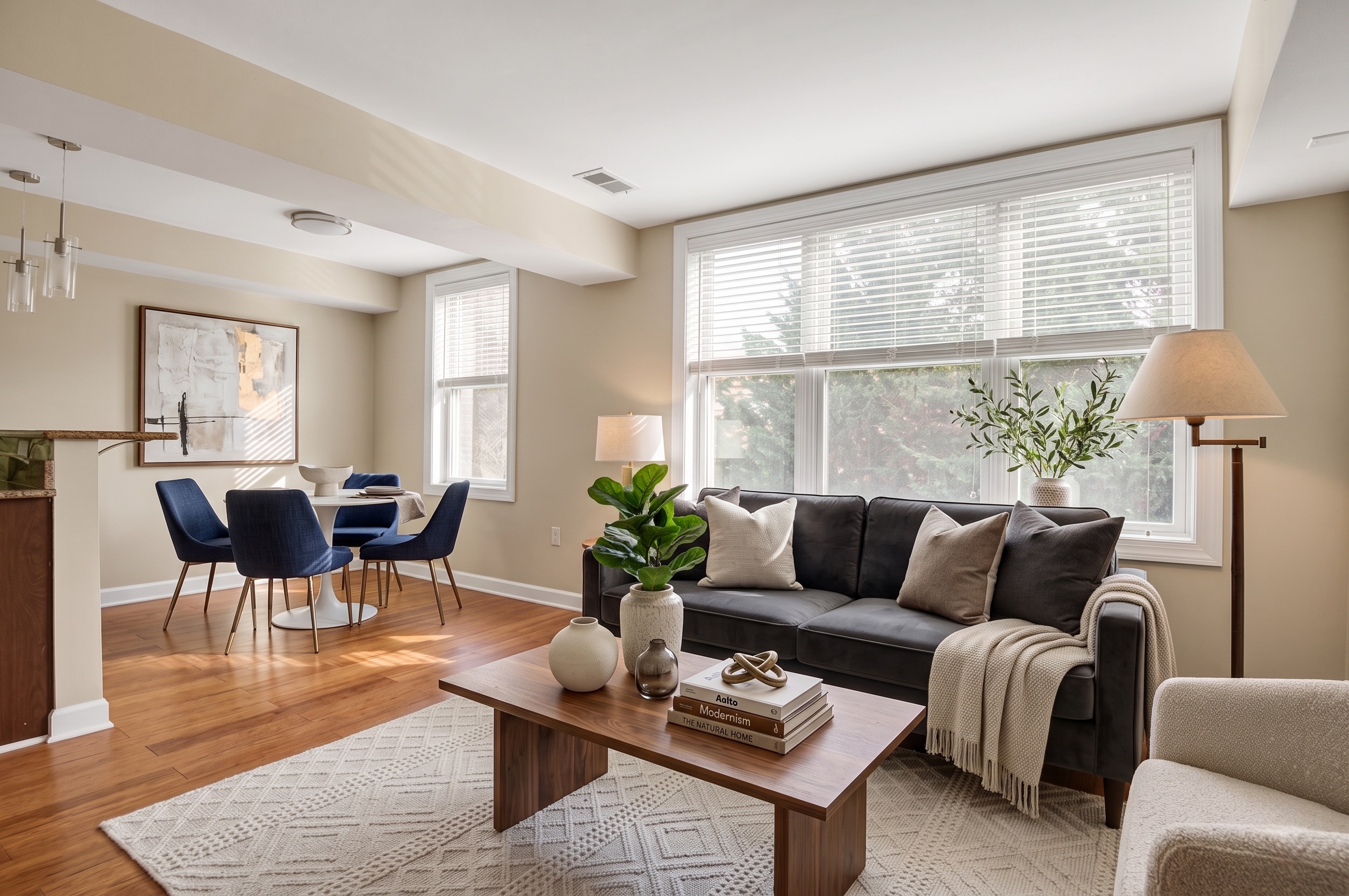 Renovated unit living and dining zone