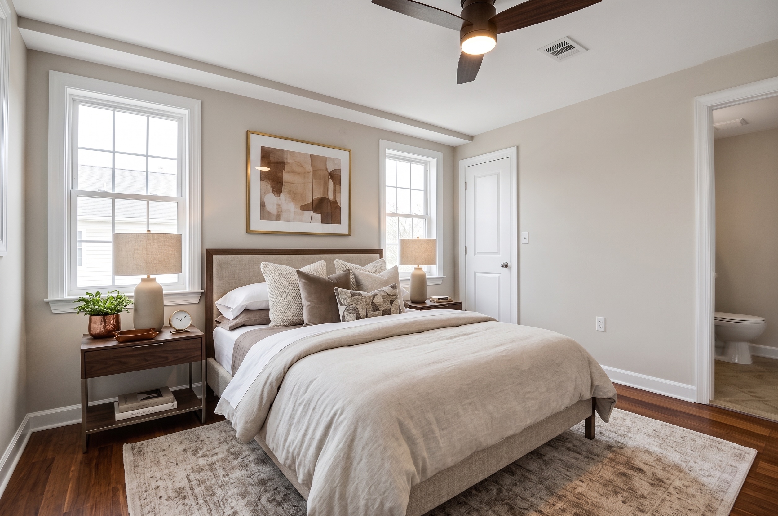 Living room with refined material palette